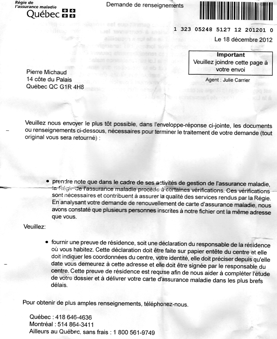 41261 Asurance maladie lettre non recue 2 de 3 S