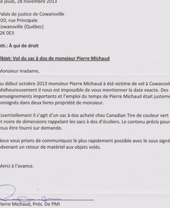 41606 Lettre police de Cowansville S