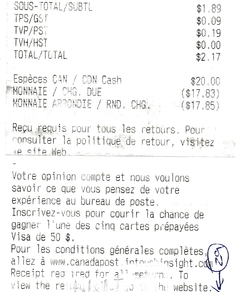 41620 Facture de timbre Valleyfield S